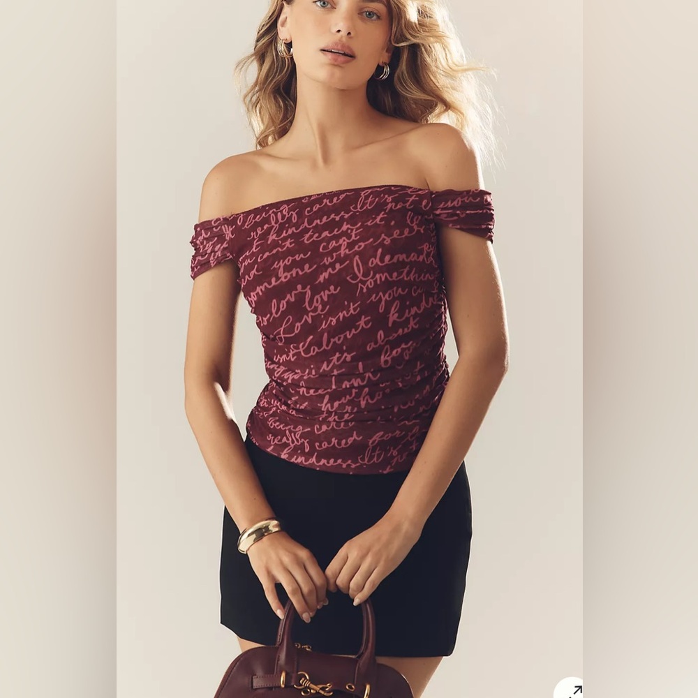 NEW Maeve Off-The-Shoulder Mesh Top